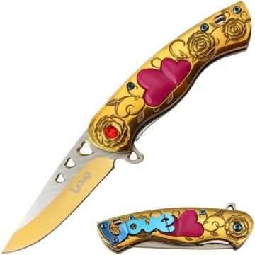 Snake Eye Tactical 7" Cupid Heart Ladies Pocket Knife SE-5216GD